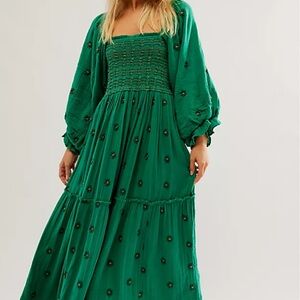 FREE PEOPLE Dahlia maxi dress in Green L